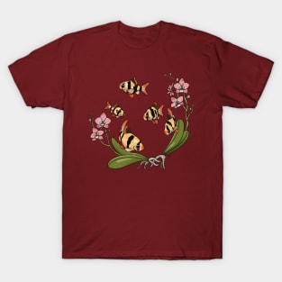 Tropical Fish tiger barbs and orchids T-Shirt